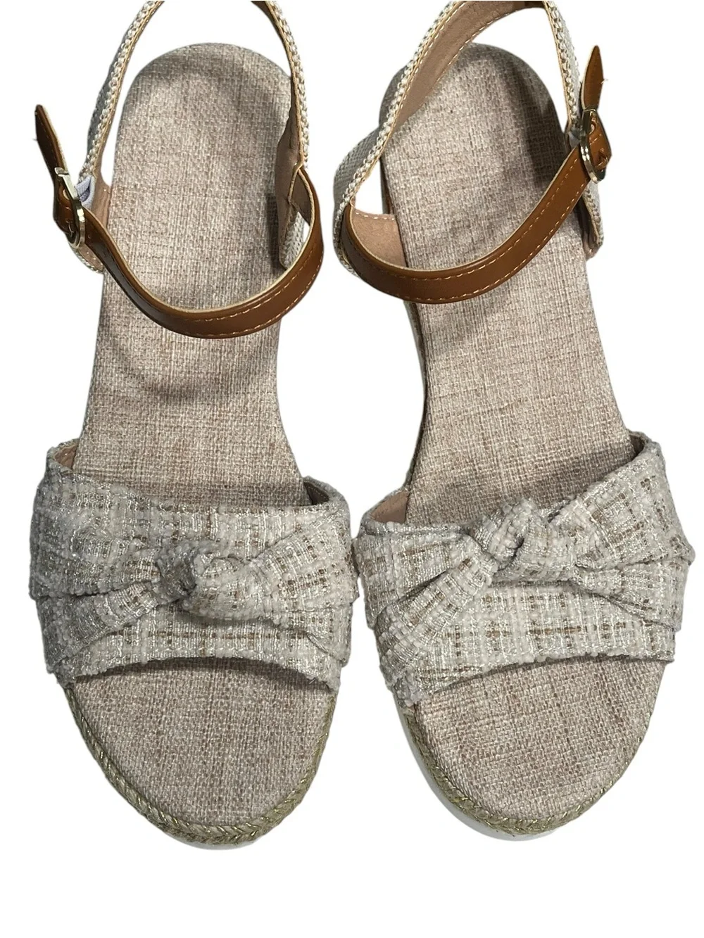 Wedge Espadrille Sandals w/Teed Knot Top - Size 39/8
